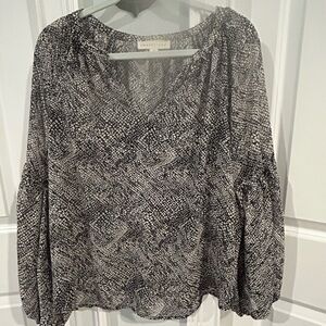 Love Stich Black and White Snakeskin Print with gold flecks Women's Top